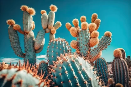 Colorful Cactuses in Front of Blue Sky | Surreal Animal Hybrids