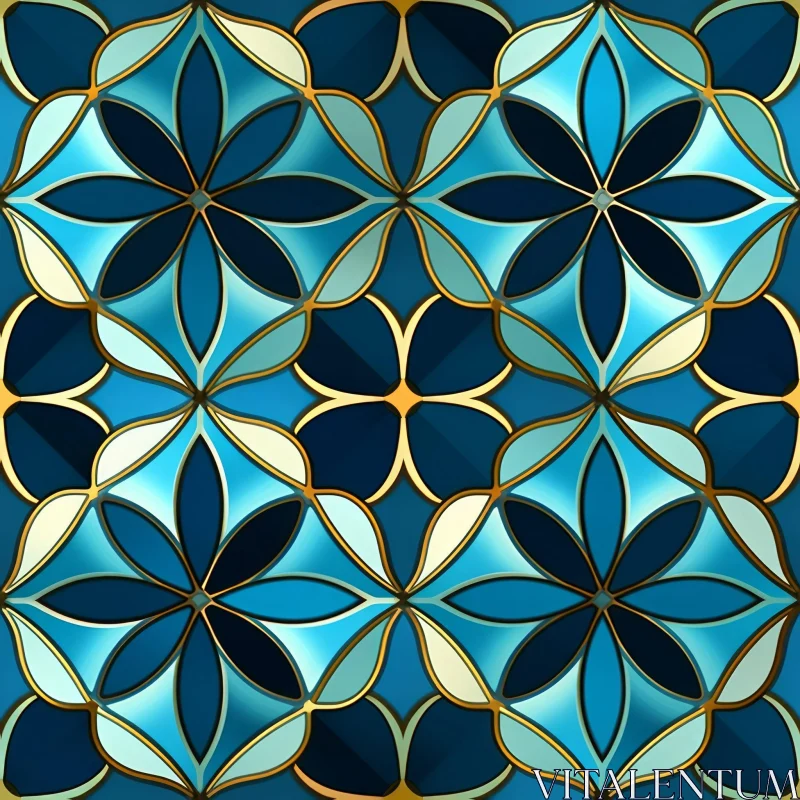 Luxury Moroccan Tiles Pattern - Blue & Gold Design AI Image