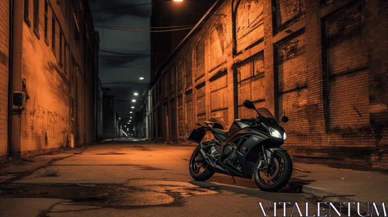 Captivating Motorcycle Art in a Dimly Lit Alley | Street Decor AI Image