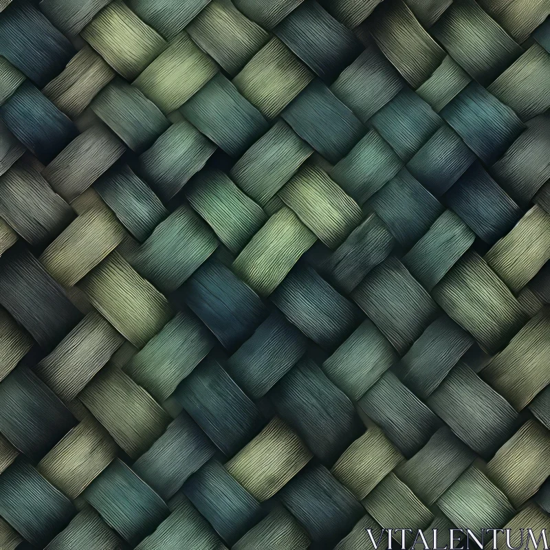 Dark Blue and Green Woven Texture Basketweave Pattern AI Image