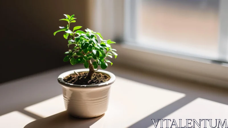 Delicate Bonsai Tree in White Pot | Nature Art AI Image