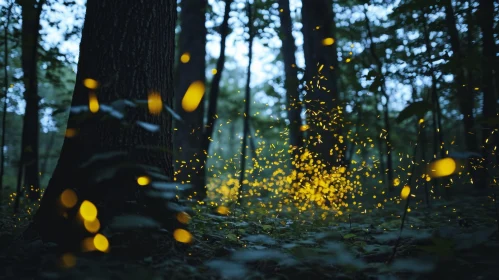 Magical Firefly Forest at Night | Enchanting Natural Scene