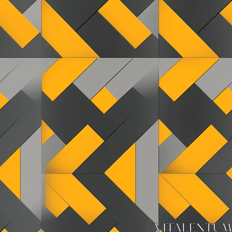 AI ART Modern Geometric 3D Pattern - Gray Yellow Blocks