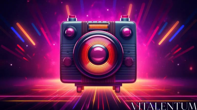 AI ART Retro Camera 3D Rendering on Pink and Purple Background