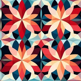Symmetrical Geometric Pattern in Red, Orange, Yellow, Blue, and Green