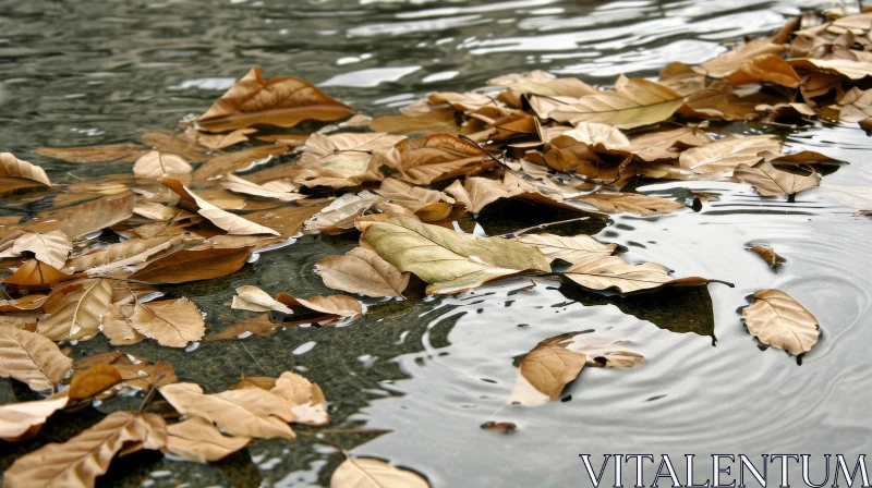Autumn Leaves Floating on Water's Surface AI Image