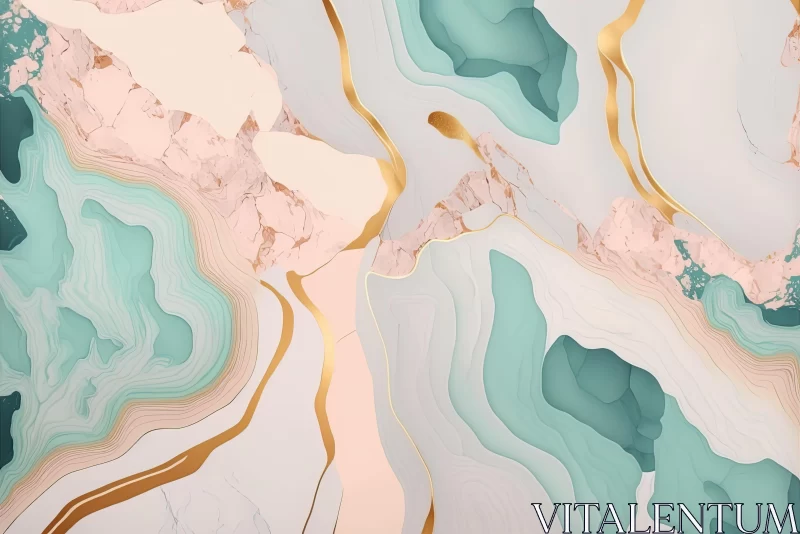 Captivating Gold, Lavender, and Turquoise Marble Artwork AI Image