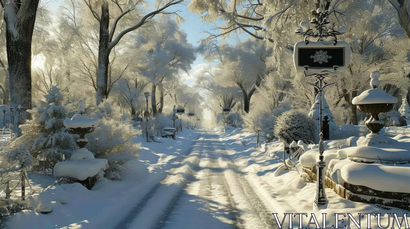 Captivating Winter Landscape: Snowy Trees and Serene Ambiance AI Image