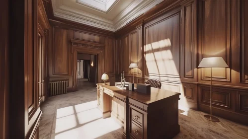 Classic Wooden Office | 3D Rendering | Interior Design