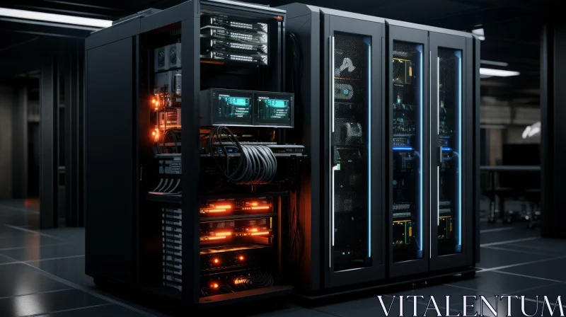 Enigmatic Data Center - Technology and Data Storage AI Image