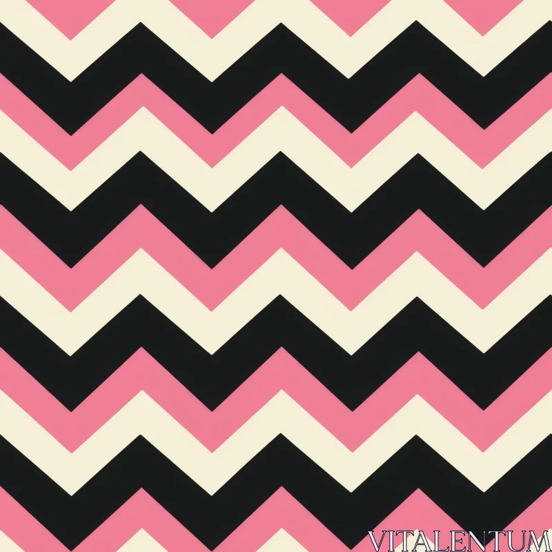 Pink and Black Chevron Pattern - Seamless Design Element AI Image