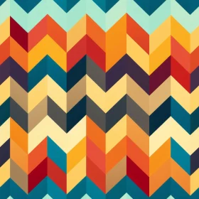 Retro Chevron Geometric Pattern in Blue and Orange