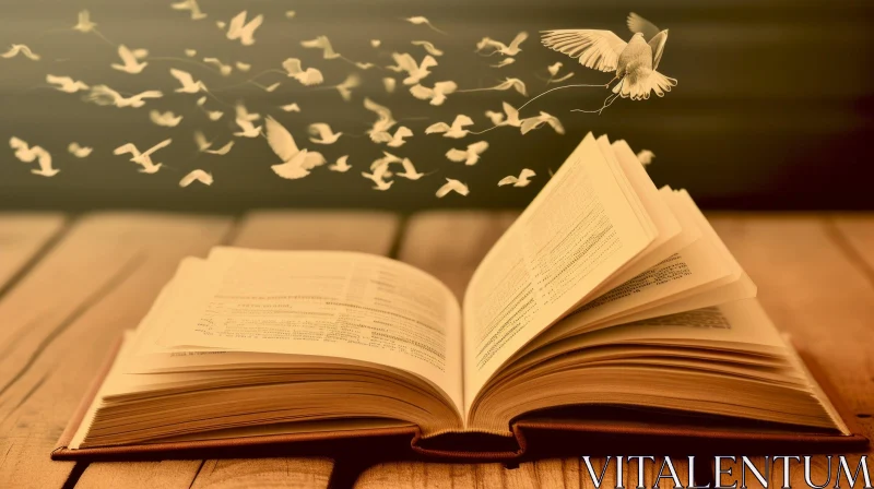 Open Book with Flying Dove - Symbol of Knowledge and Freedom AI Image