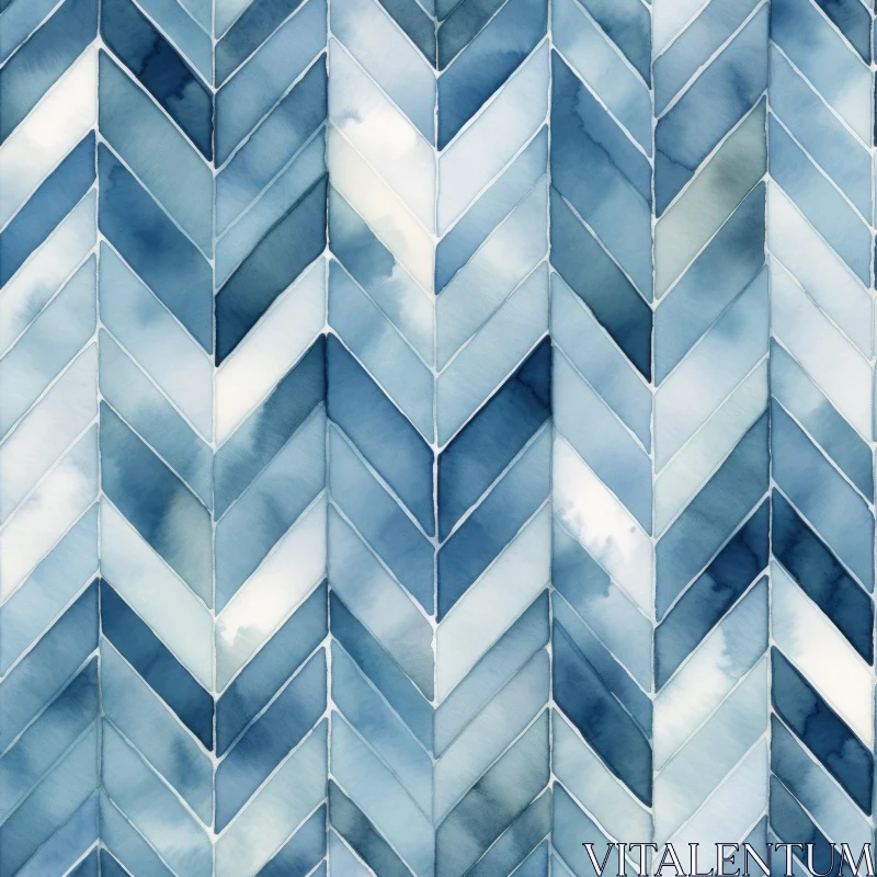 Blue and White Watercolor Herringbone Pattern Background AI Image