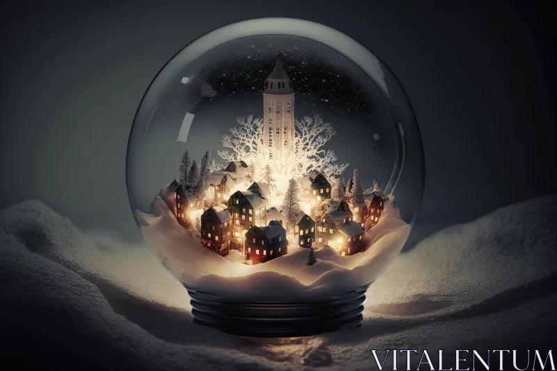 Captivating Christmas City in Glass Bulb | Dreamy and Detailed AI Image
