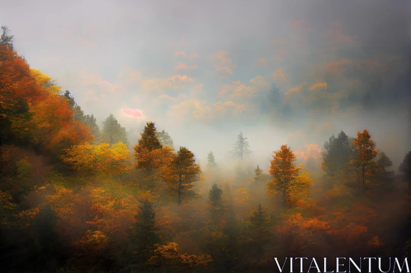 Enchanting Fog in the Trees - Captivating Nature Photography AI Image