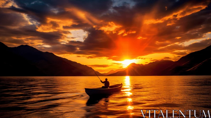 Captivating Sunset Fishing Scene on the Ocean | Norwegian Nature AI Image