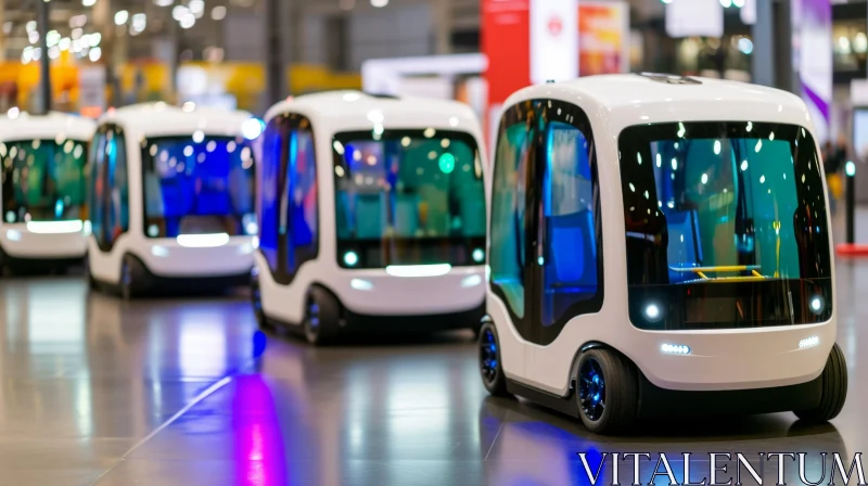 Futuristic Autonomous Electric Vehicles in a Spacious Environment AI Image