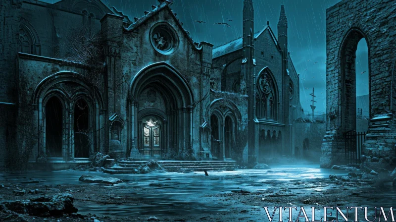 Mysterious Gothic Church in the Rain | Eerie Atmosphere AI Image