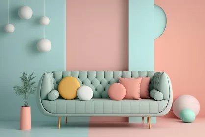 Whimsical Living Room with Pastel Couch | Modern Design