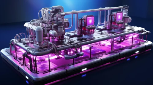 Futuristic Laboratory Machine with Pink Liquid