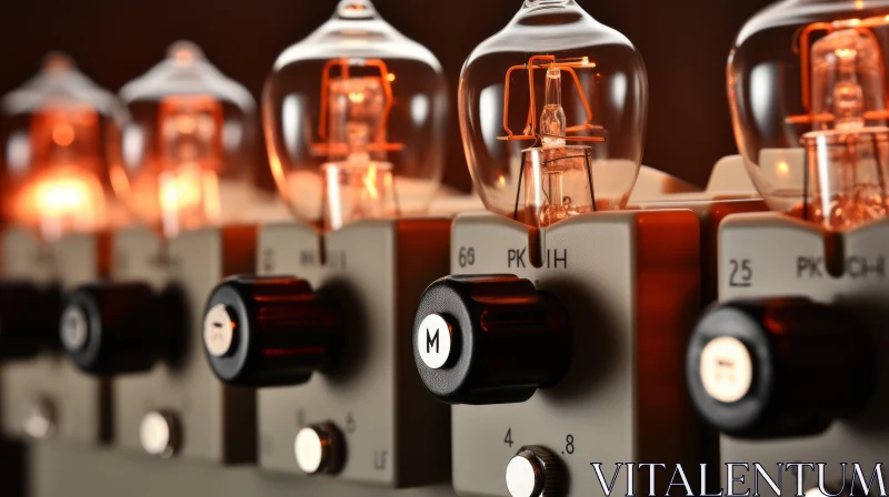 Radiant Orange Vacuum Tubes on Metal Panel AI Image