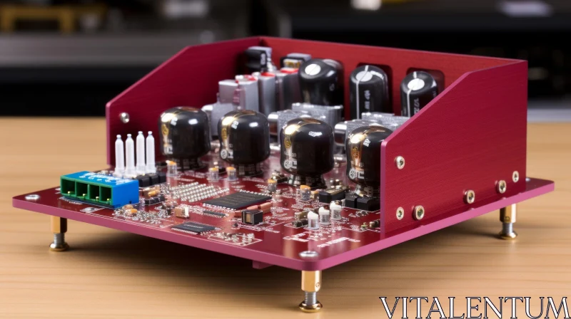 Red Metal Audio Amplifier with Vacuum Tubes and Transistors AI Image