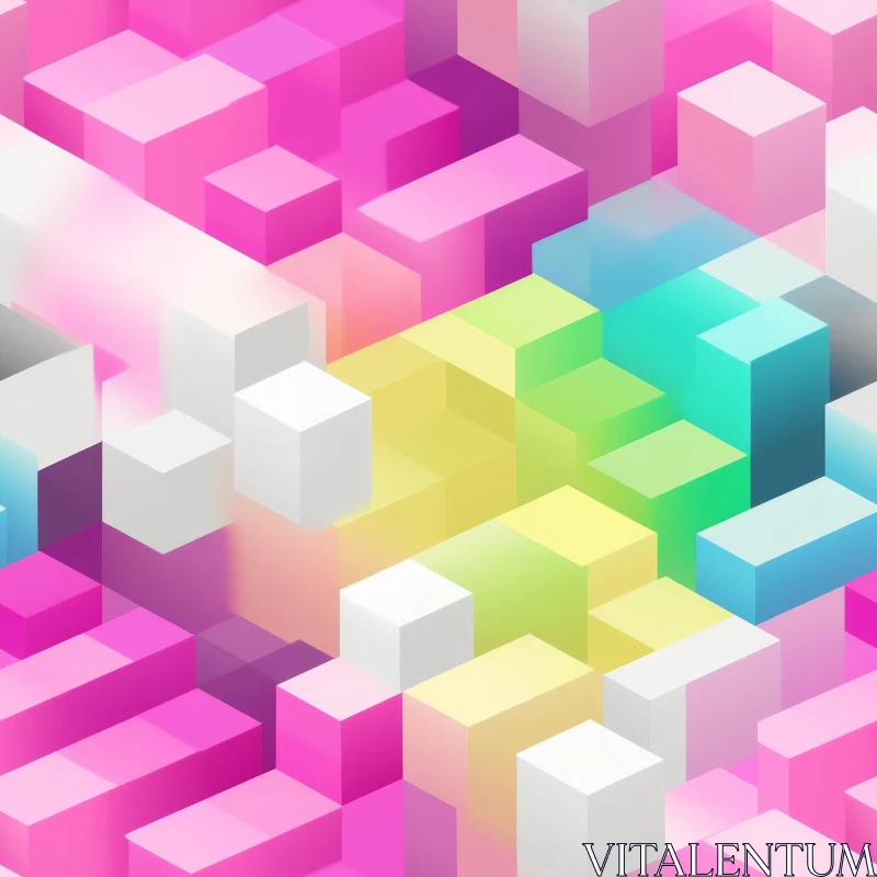 AI ART Colorful Geometric 3D Cubes Pattern