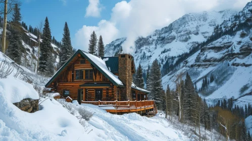 Cozy Wooden Cabin in Snowy Mountain Valley