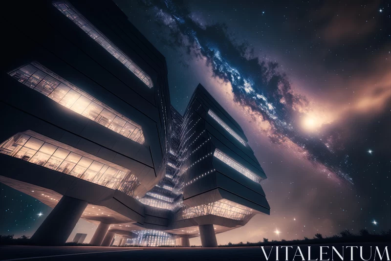 Futuristic Building with Nebulae and Stars | Hyper-detailed Renderings AI Image