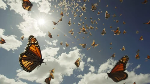 Graceful Monarch Butterflies Dancing in the Sky