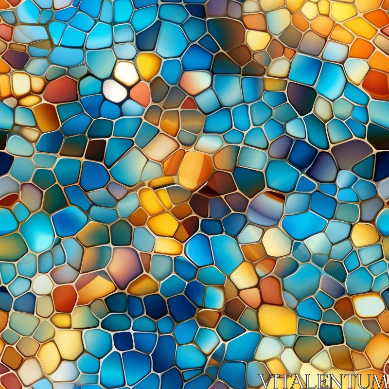 Organic Mosaic Pattern in Blue and Green AI Image