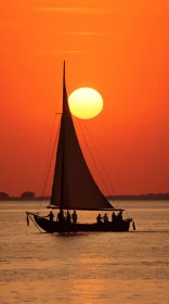 Serene Sail Boat in Sunset: A Captivating Image of Traditional Arts