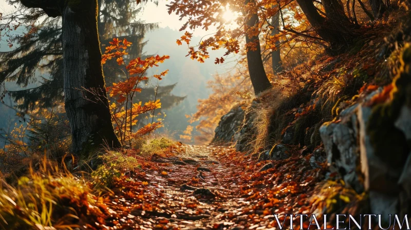 AI ART Tranquil Forest Path in Autumn | Captivating Landscape Photography