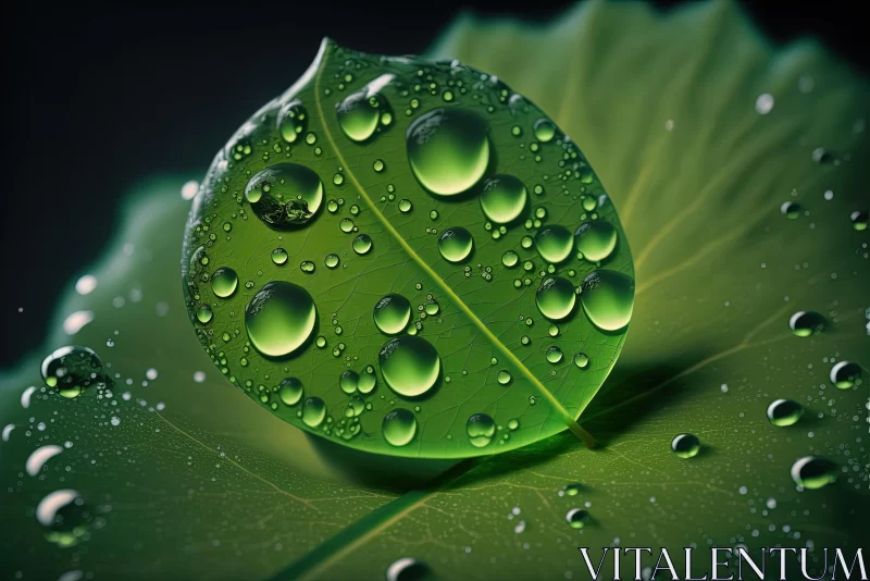 Water Droplets on Leaf: A Hyper-Realistic Nature Art AI Image