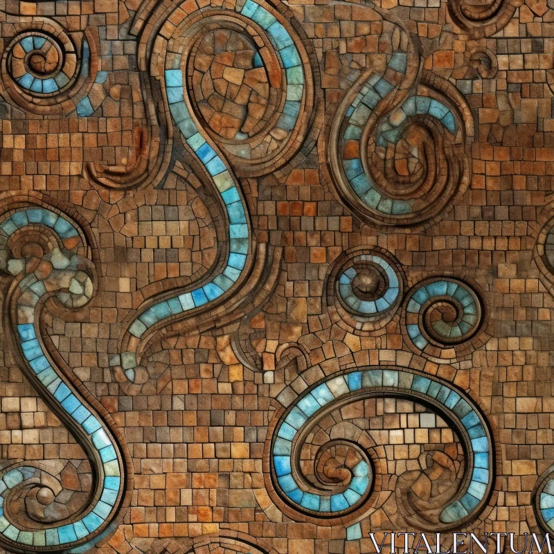 Brick Mosaic Pattern - Spirals and Circles Design AI Image