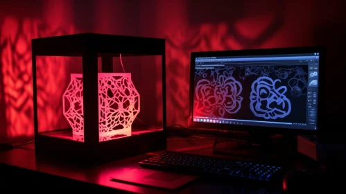 Futuristic 3D Printer Crafting Lampshade