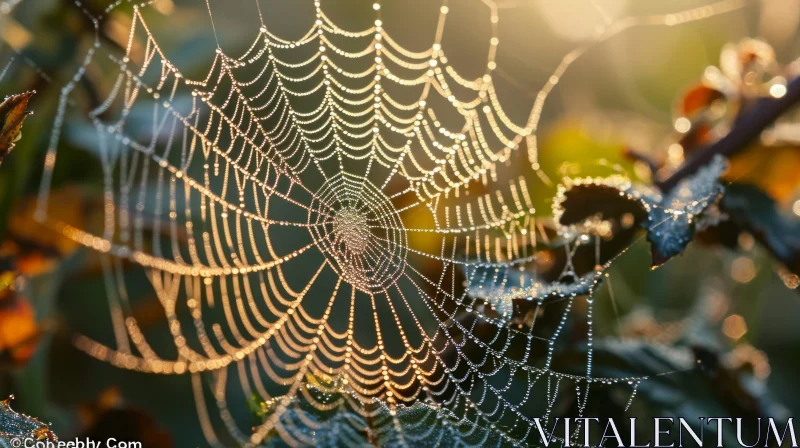 Captivating Morning Dew Spider Web - Nature Photography AI Image