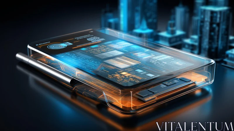 Futuristic Glass and Metal Smartphone 3D Rendering AI Image