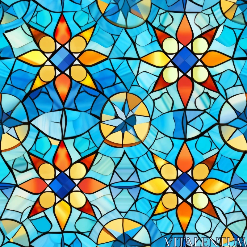 Seamless Stained Glass Pattern with Six-Pointed Stars AI Image