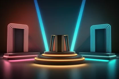 Abstract Neon Light Stand and Frame Concept - Minimalist Stage Designs