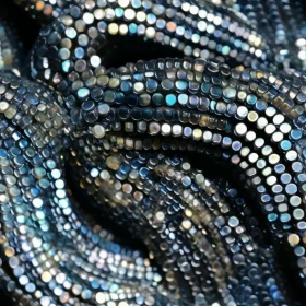Shiny Blue and Gray Seed Beads - Detailed Close-Up