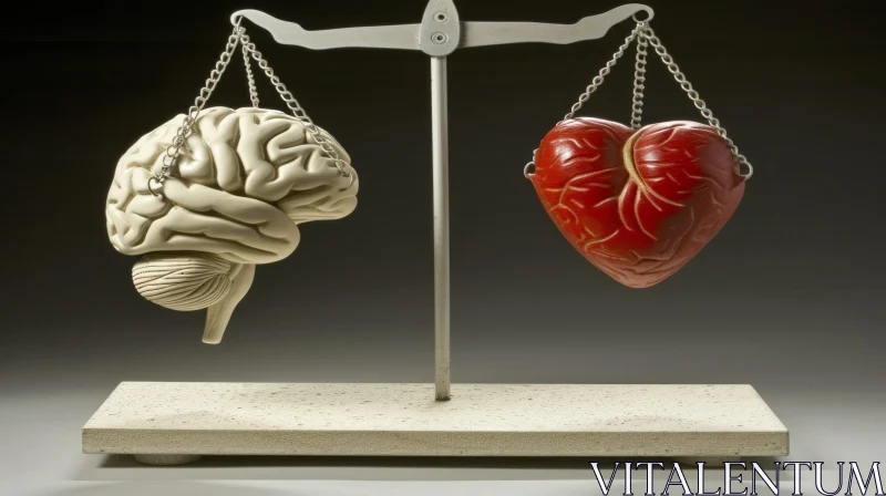 Balance Scale with Brain and Heart: Symbolizing the Conflict Between Logic and Emotions AI Image