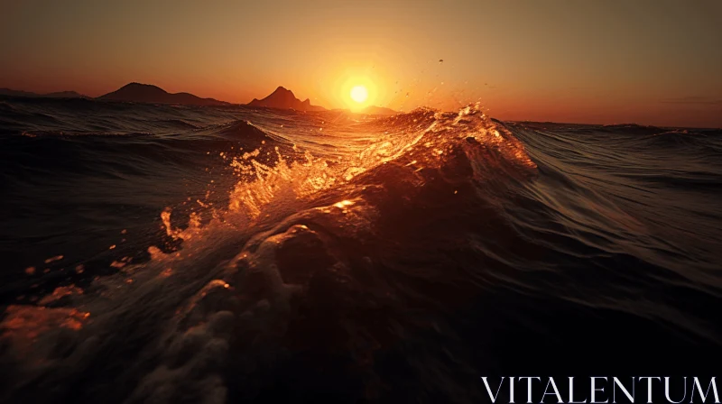 Breathtaking Sunset Over the Ocean: Unreal Engine Rendering AI Image