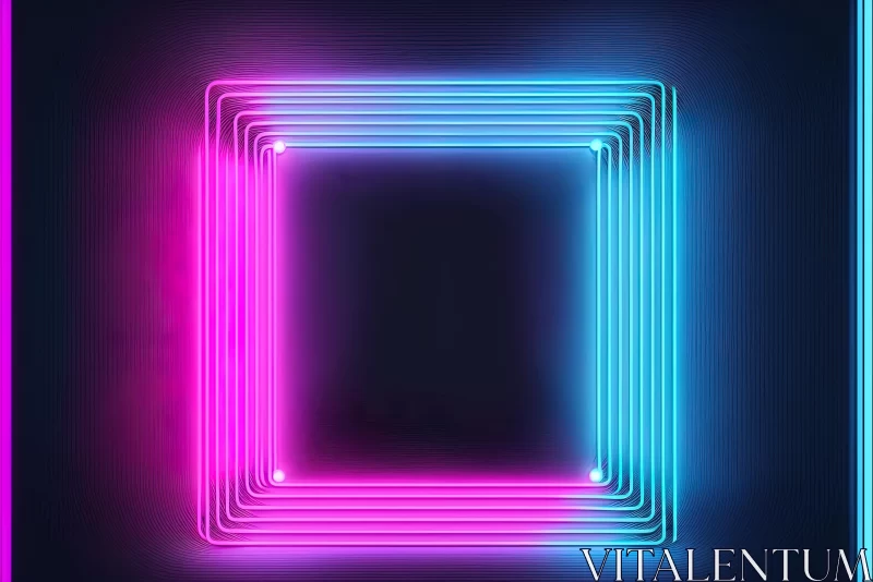 Bright Neon Lights in Rectangular Frame - Abstract Art AI Image