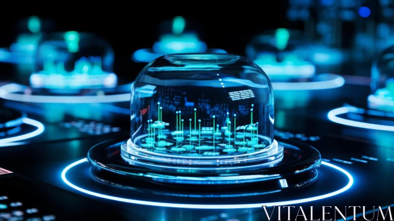 Futuristic Glass Dome Cityscape - 3D Illustration AI Image