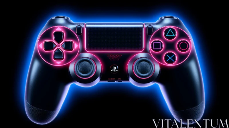 Glowing Neon Video Game Controller | PlayStation | Realistic 3D Art AI Image