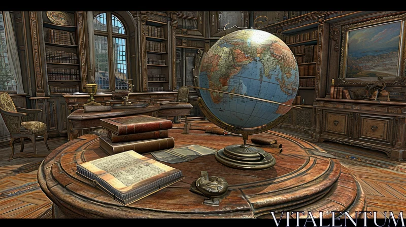 Captivating 3D Rendering of a Breathtaking Library AI Image