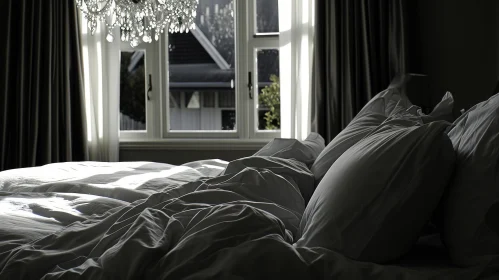 Captivating Morning Light in a Cozy Bedroom with Unmade Bed