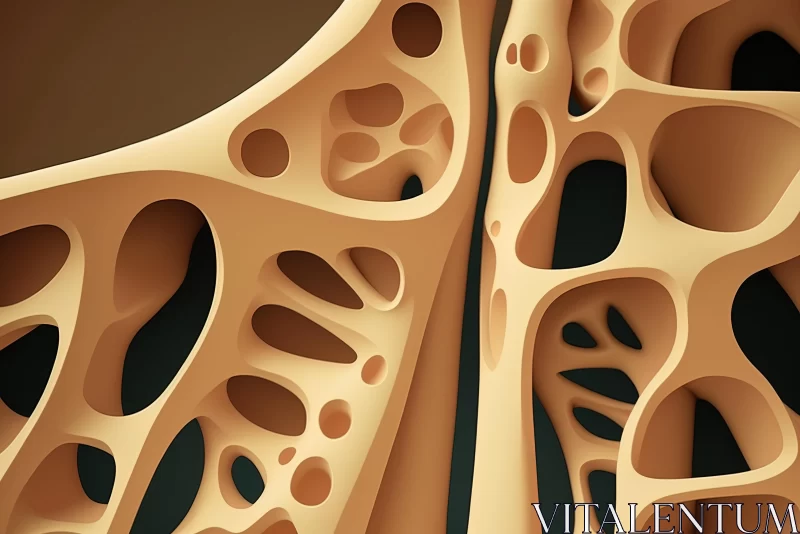 AI ART Abstract 3D Bone Illustration with Intricate Cut-Outs